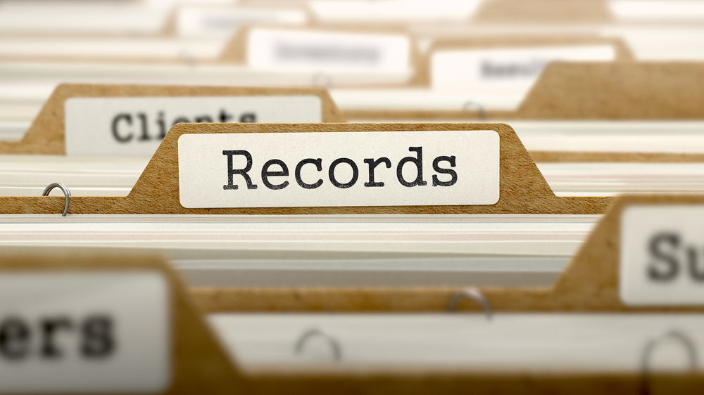 Records Concept Word On Folder Register Of Card Index Selective Focus
